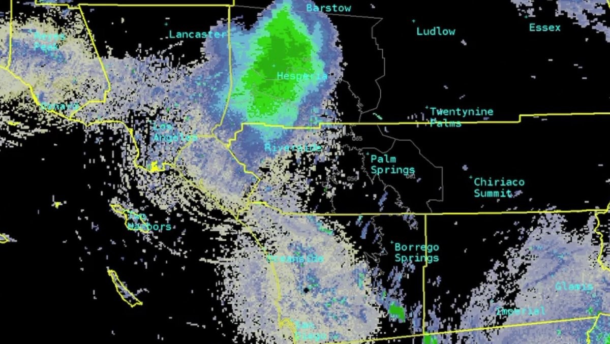 Esa nube verde son miles de mariquitas atravesando California a más de 1500 metros de altitud
