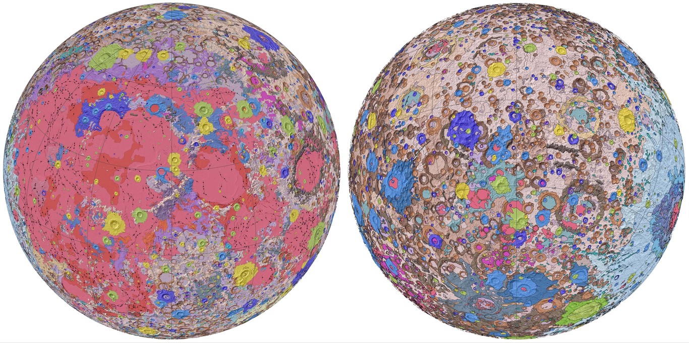 Este colorido mapa es el plano más detallado que tenemos de la geología de la Luna